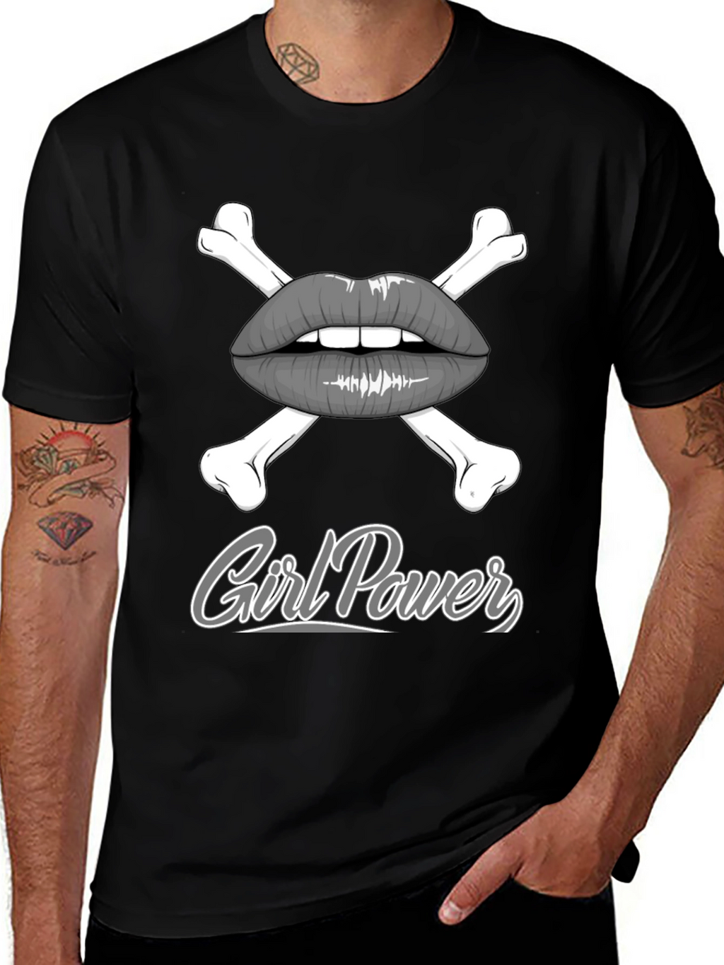Girl Power Lips & Crossbones Graphic Tee