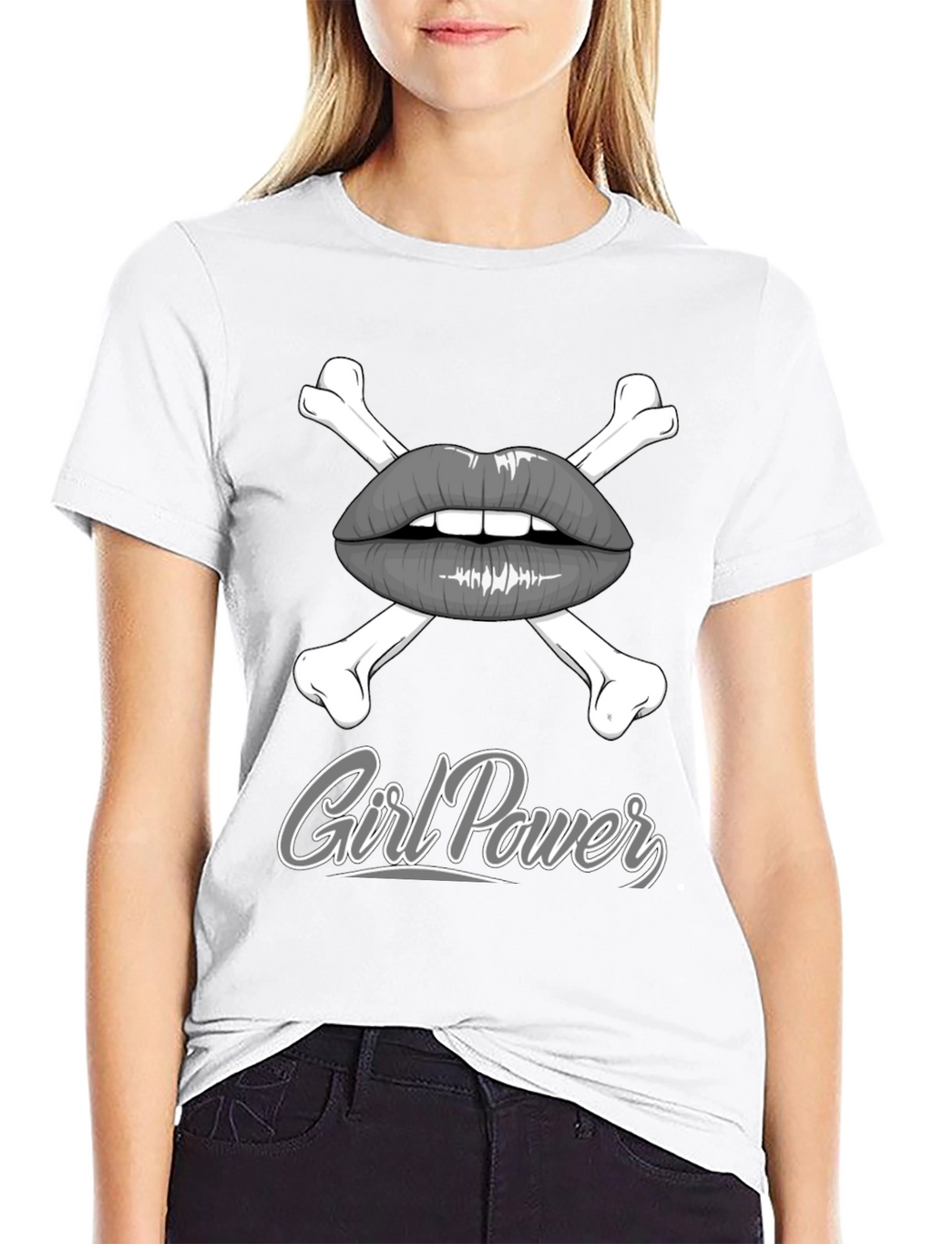 Girl Power Lips & Crossbones Graphic Tee