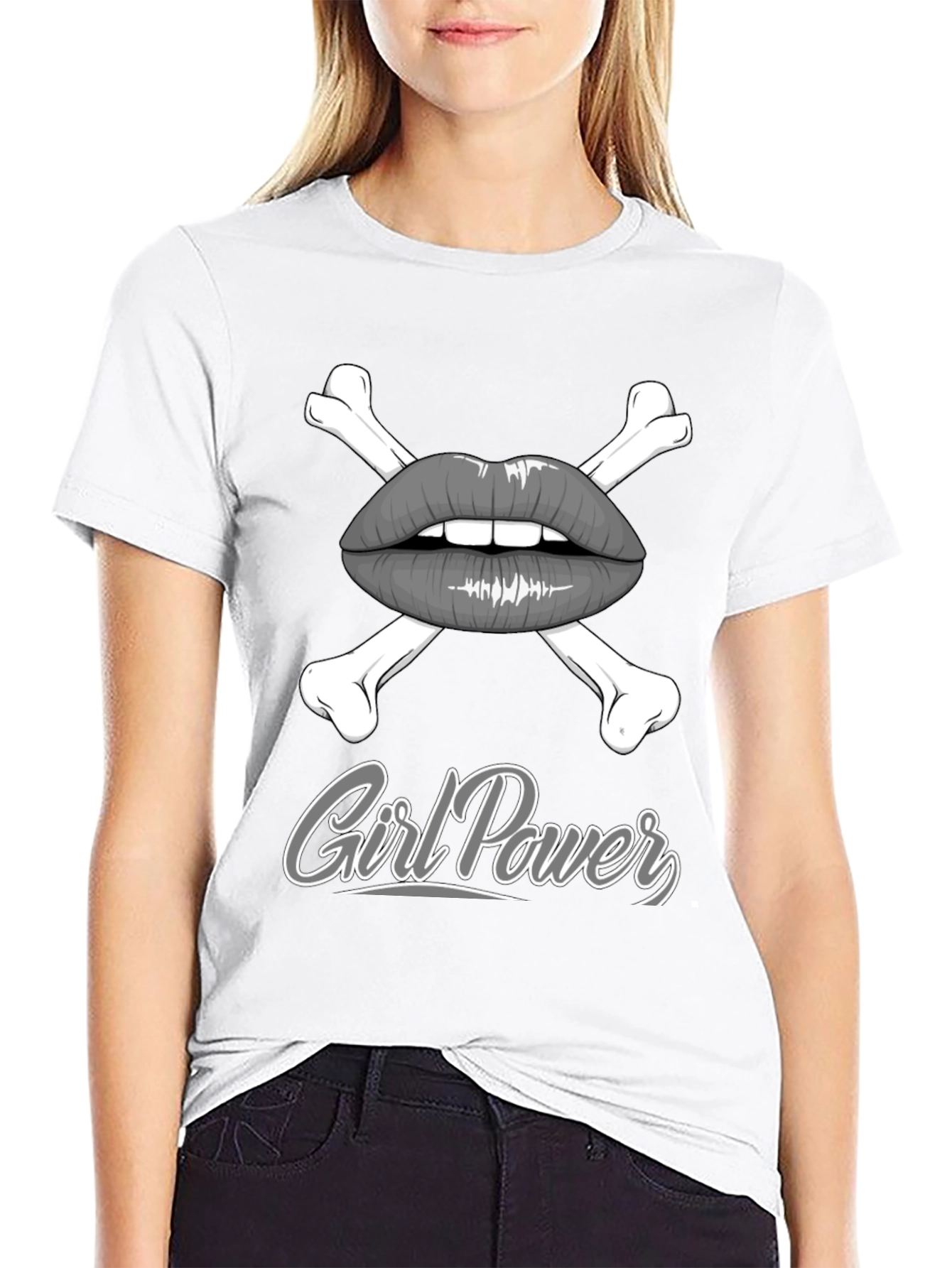 Girl Power Lips & Crossbones Graphic Tee
