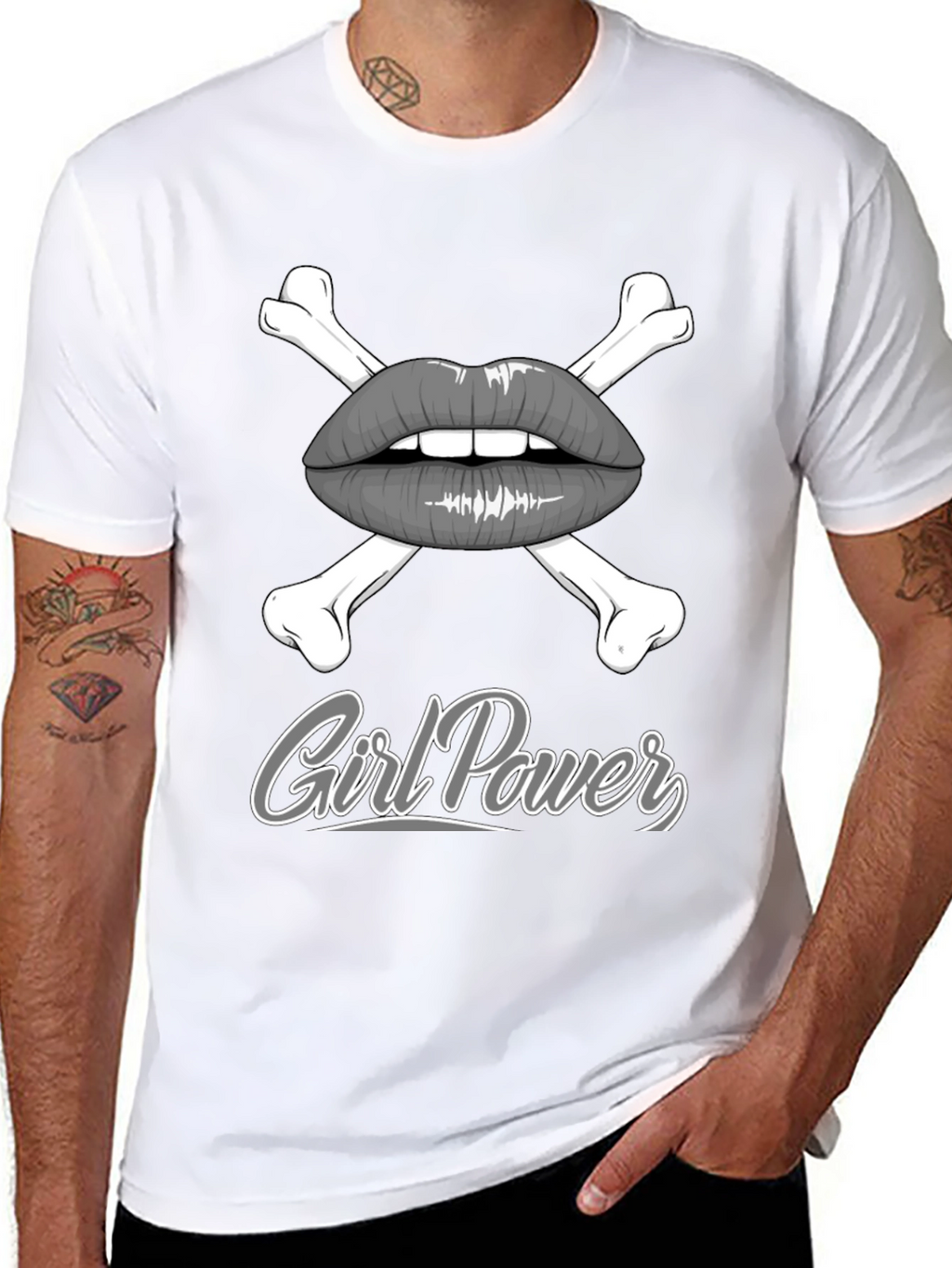 Girl Power Lips & Crossbones Graphic Tee