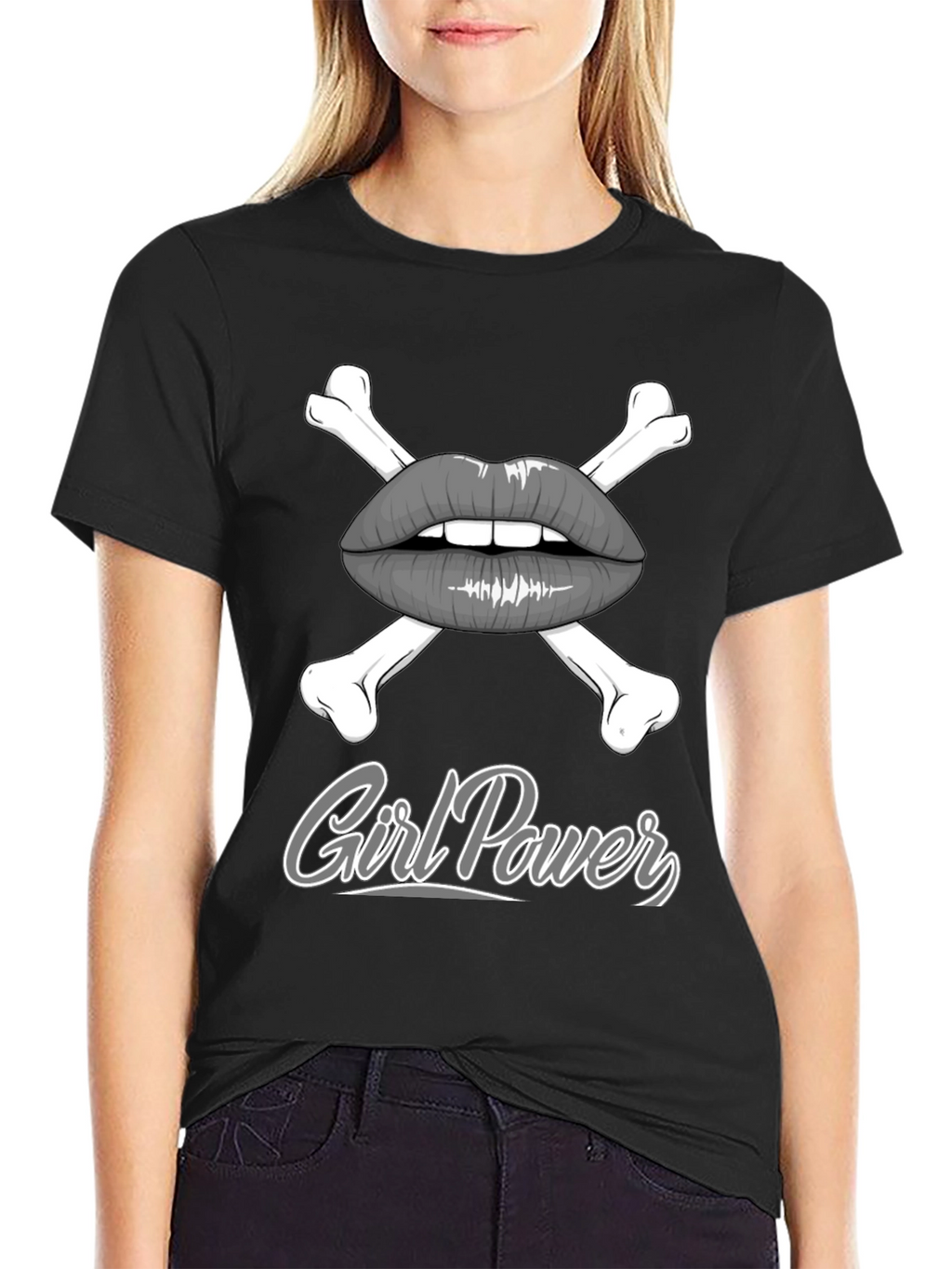 Girl Power Lips & Crossbones Graphic Tee