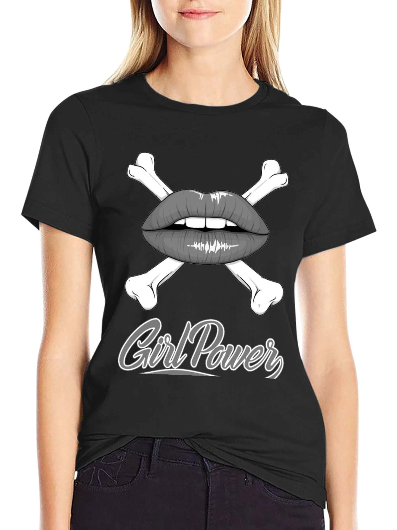 Girl Power Lips & Crossbones Graphic Tee