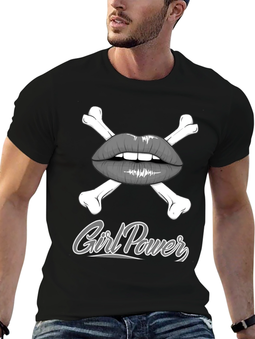Girl Power Lips & Crossbones Graphic Tee