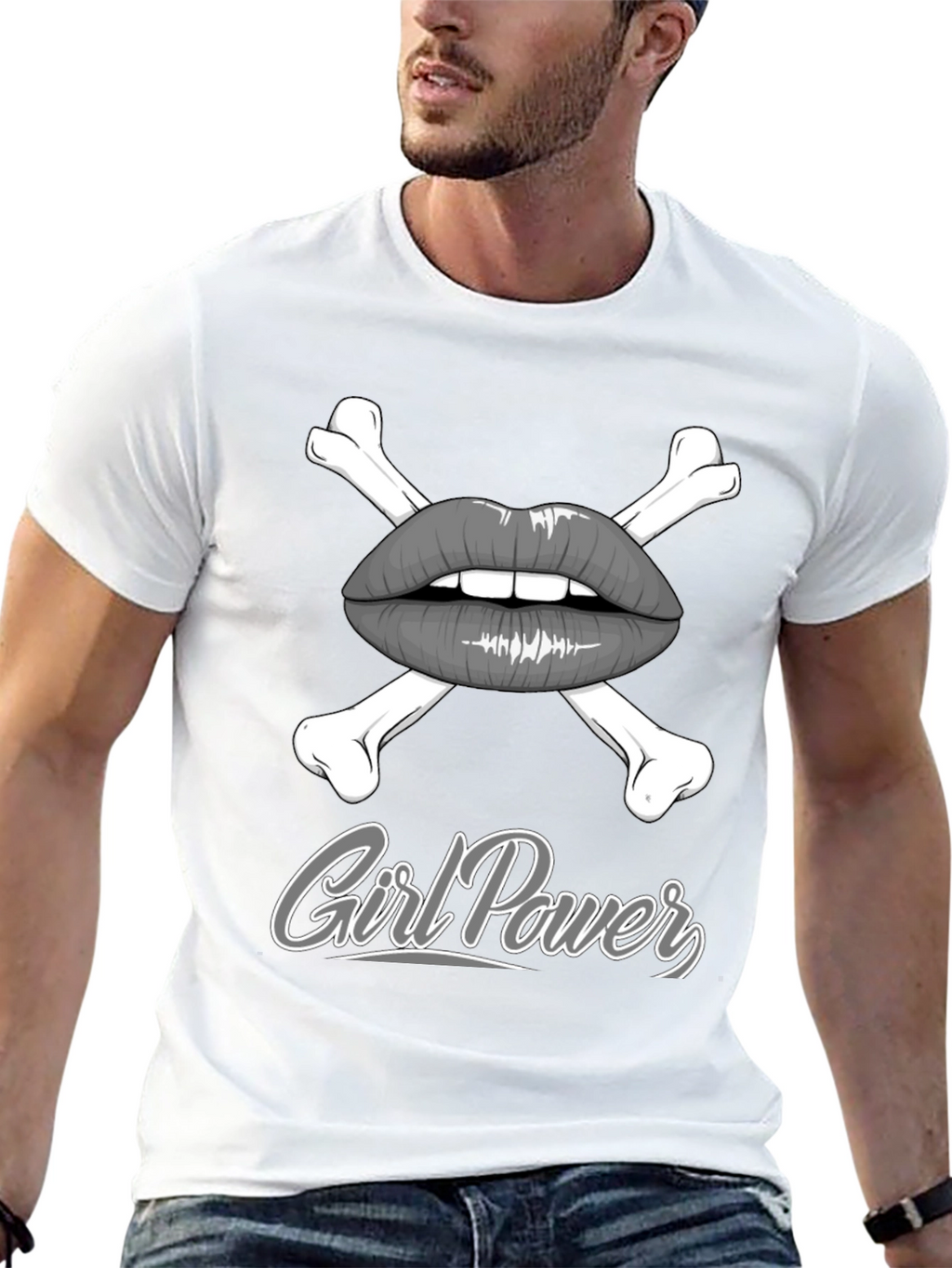 Girl Power Lips & Crossbones Graphic Tee