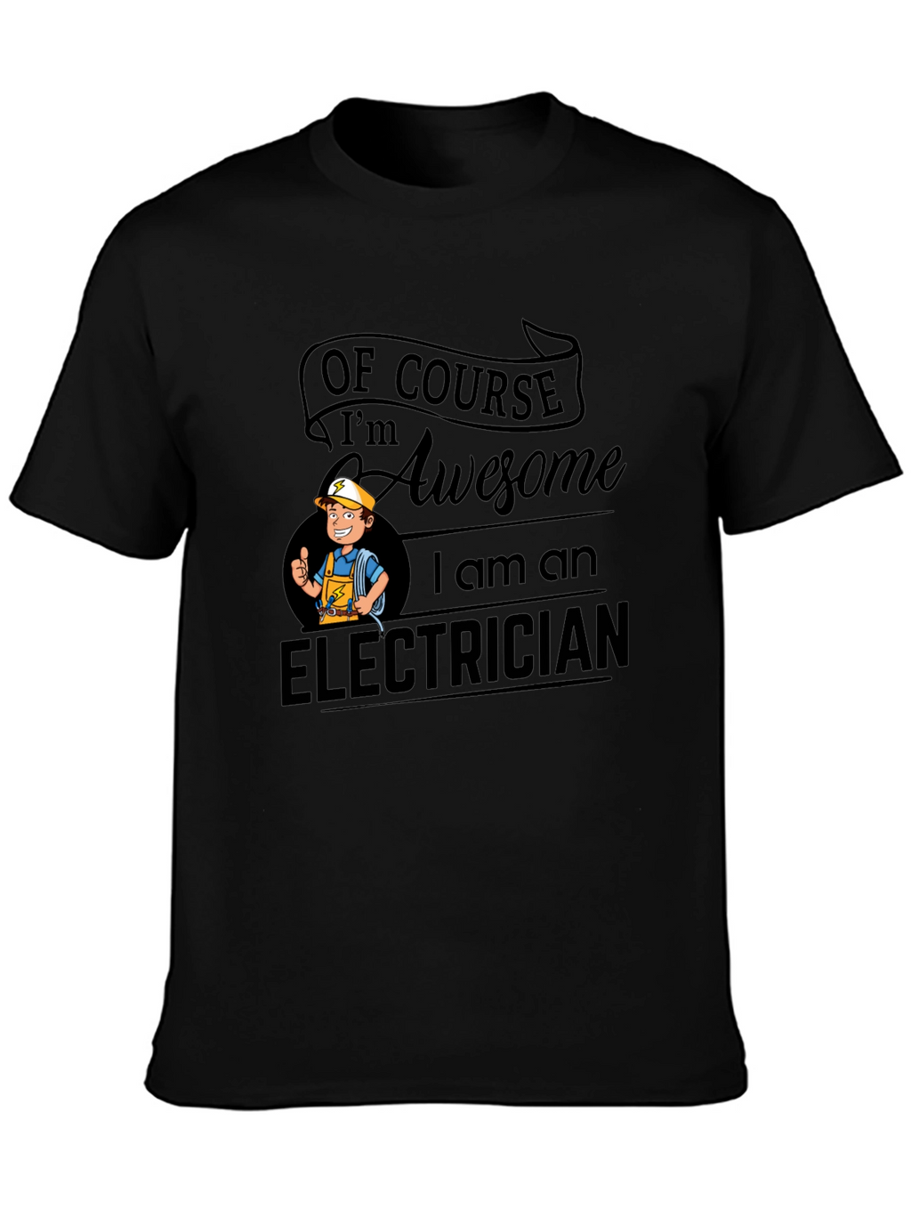 Awesome Electrician Black T-Shirt