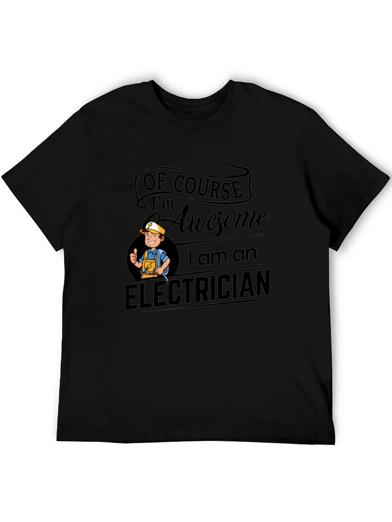 Awesome Electrician Black T-Shirt