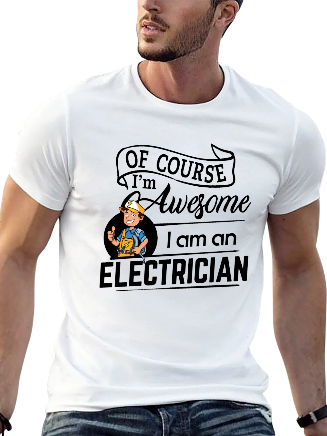 Awesome Electrician Black T-Shirt