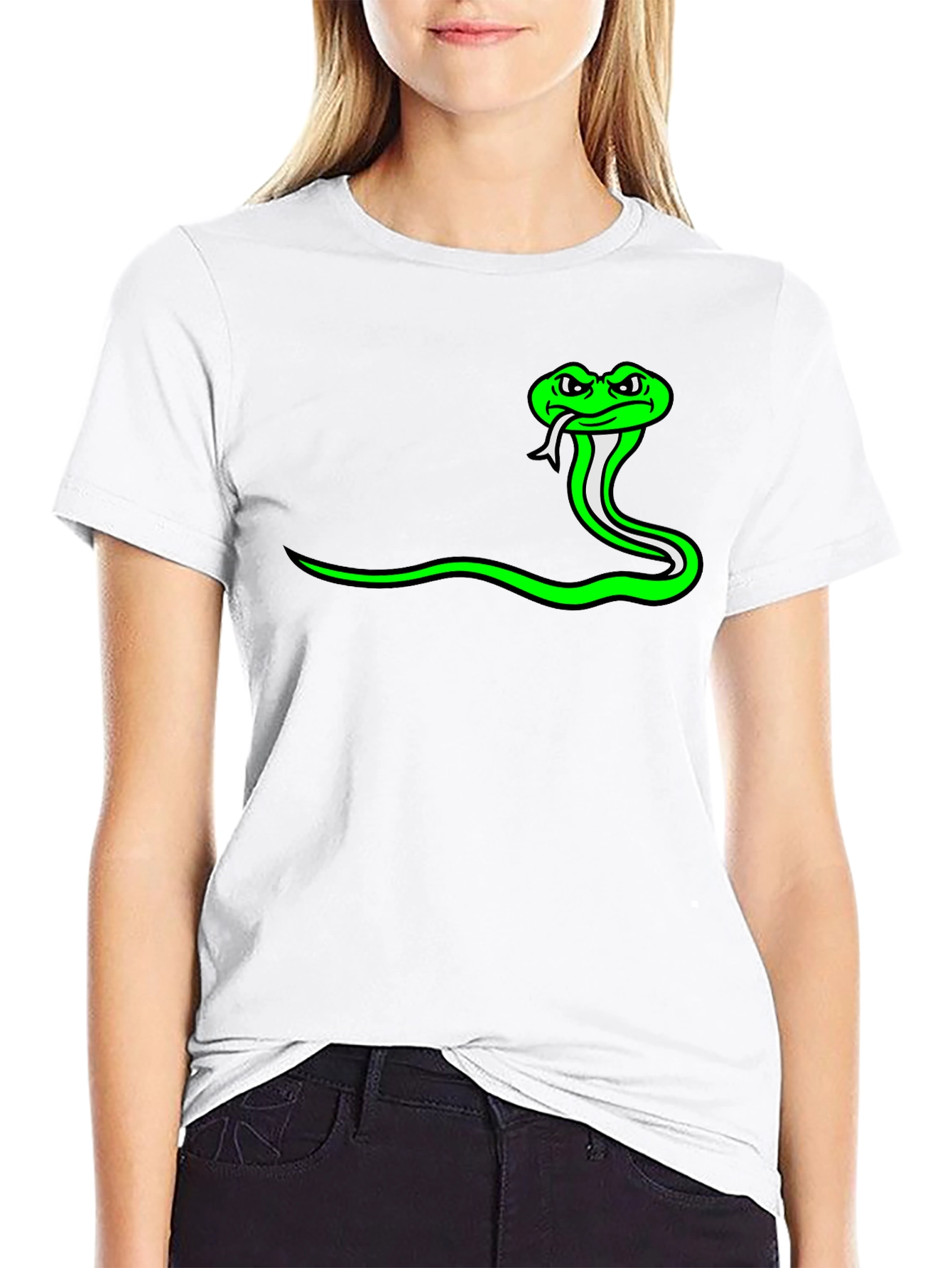 Green Snake Graphic Tee - Black Casual Shirt