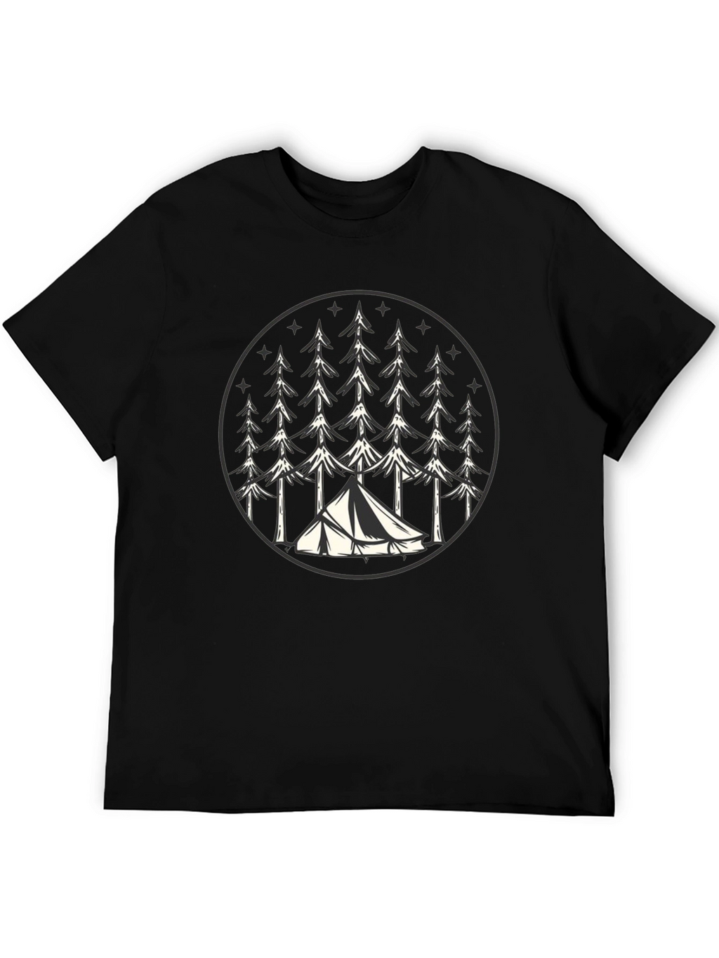Camping Tent Trees Graphic Tee - Nature Lover T-Shirt