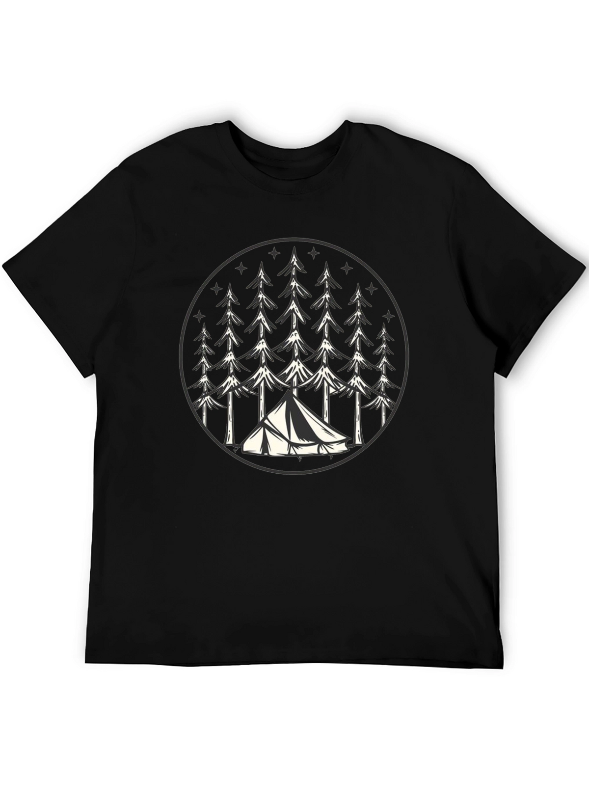 Camping Tent Trees Graphic Tee - Nature Lover T-Shirt