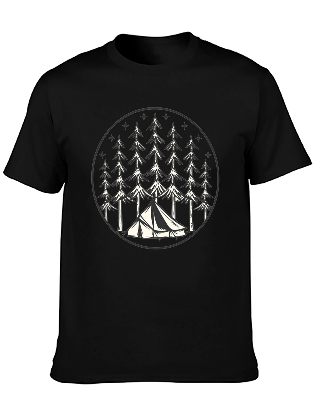 Camping Tent Trees Graphic Tee - Nature Lover T-Shirt