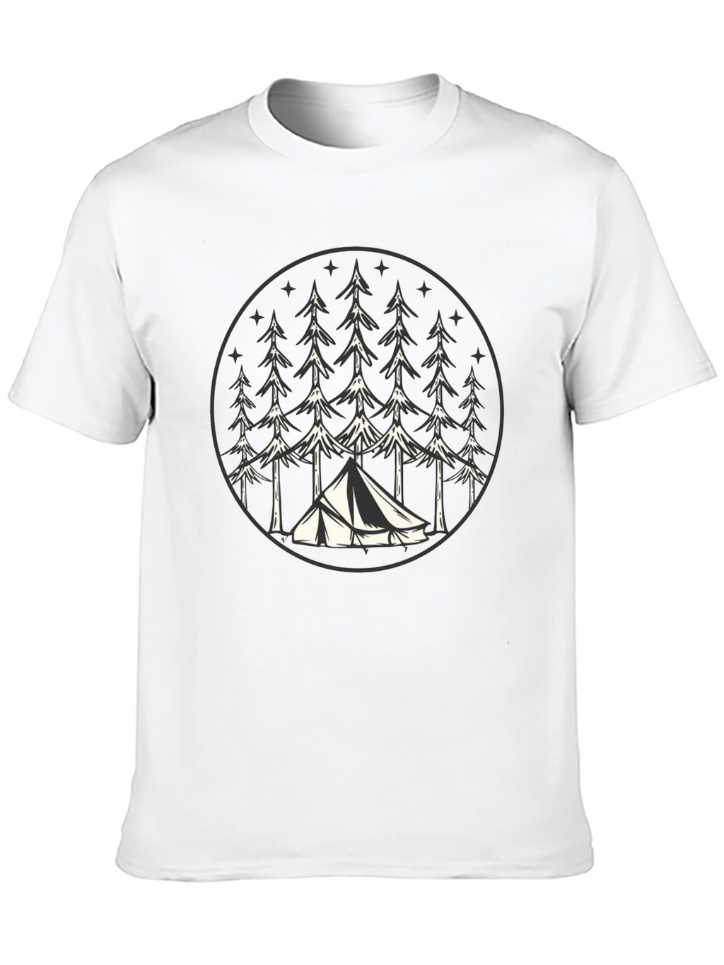 Camping Tent Trees Graphic Tee - Nature Lover T-Shirt