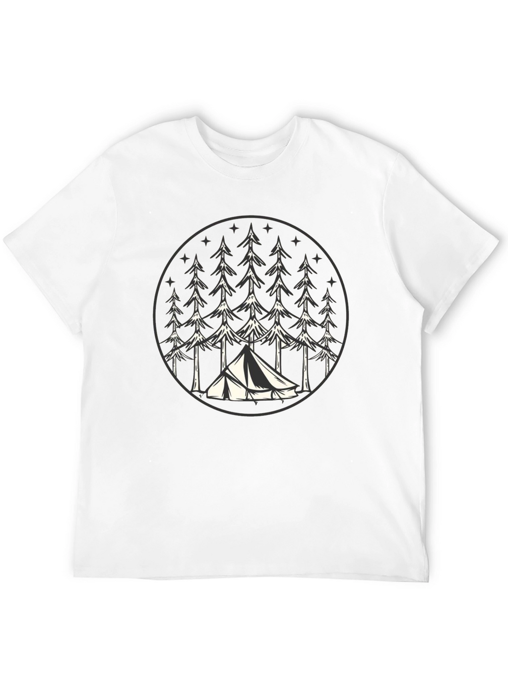Camping Tent Trees Graphic Tee - Nature Lover T-Shirt