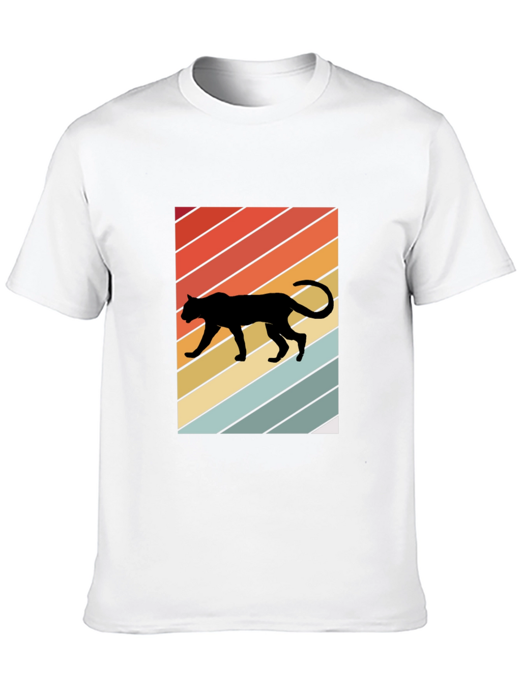 Retro Panther T-Shirt: Black Crew Neck Tee