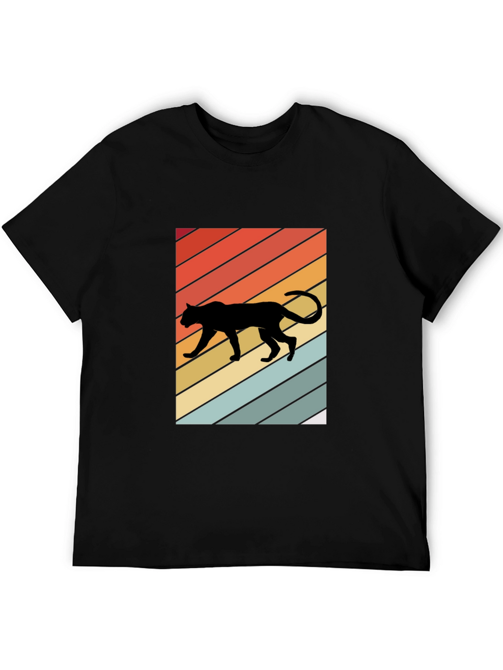 Retro Panther T-Shirt: Black Crew Neck Tee