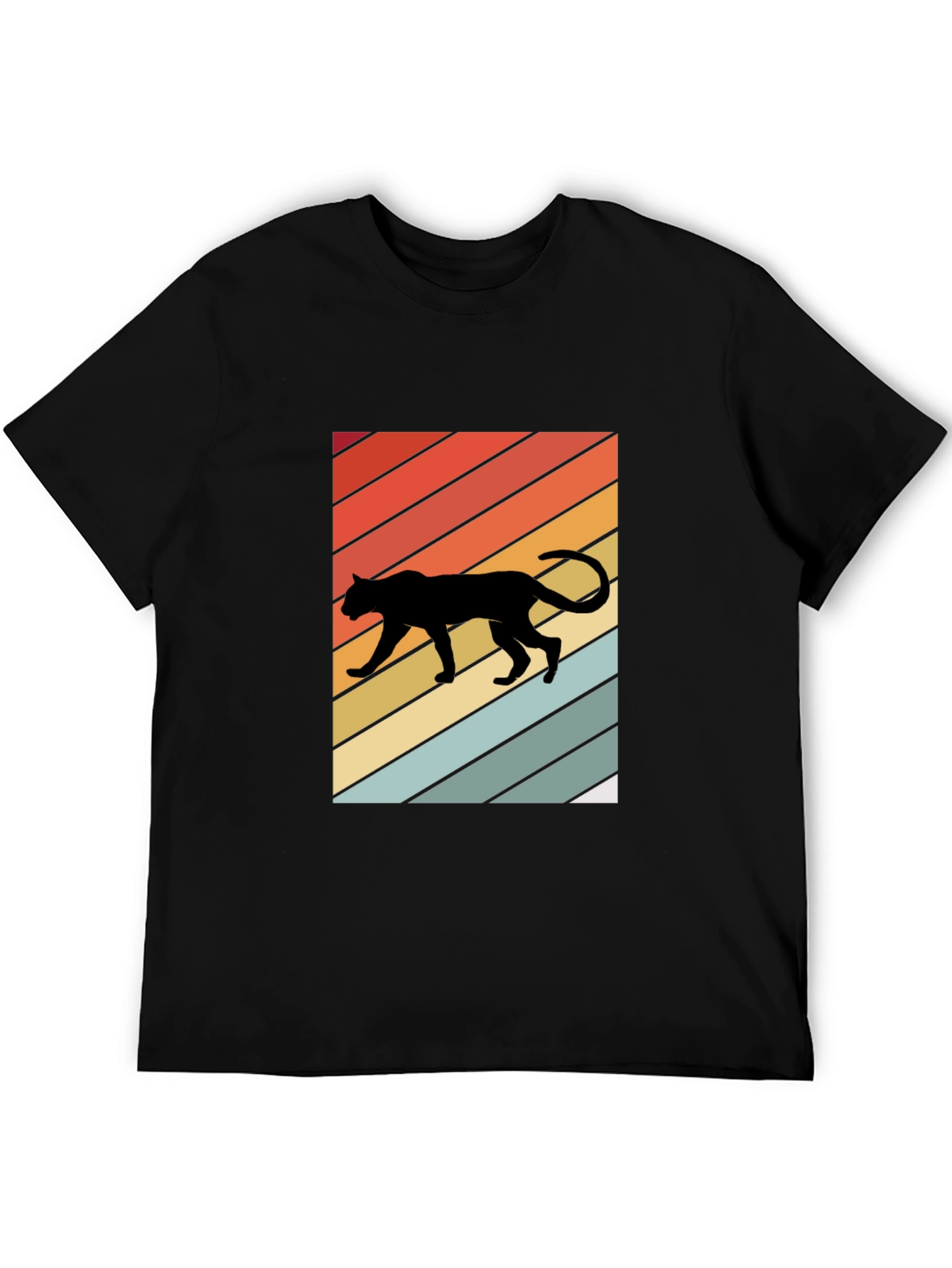 Retro Panther T-Shirt: Black Crew Neck Tee