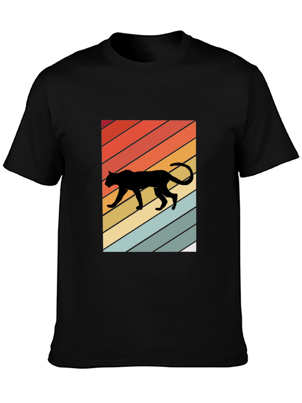Retro Panther T-Shirt: Black Crew Neck Tee