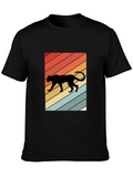 Retro Panther T-Shirt: Black Crew Neck Tee