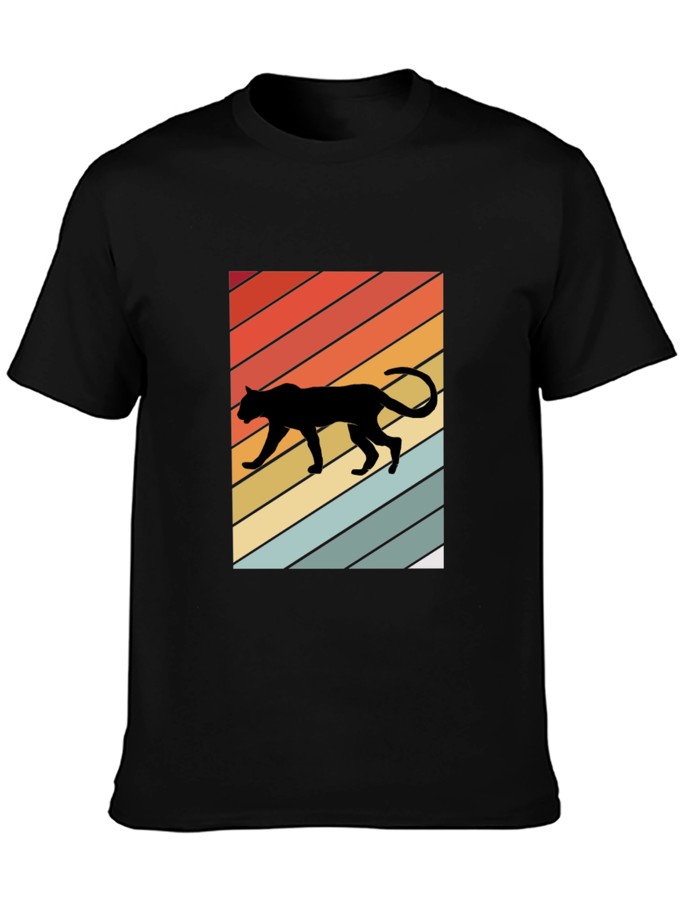 Retro Panther T-Shirt: Black Crew Neck Tee