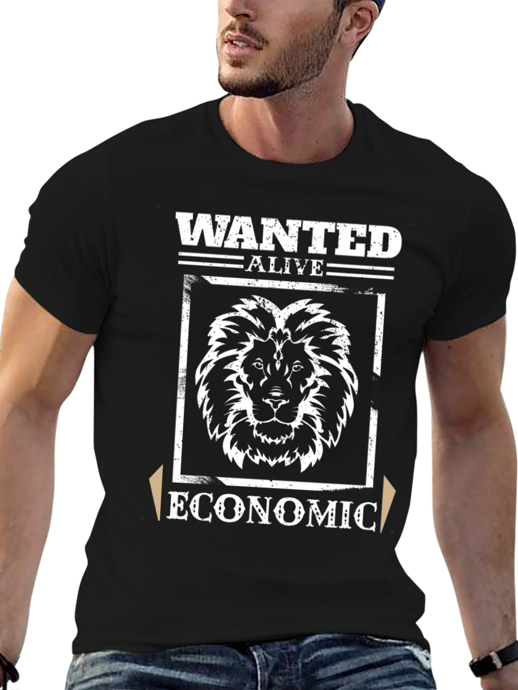 Wanted Alive Economic Lion Graphic T-Shirt