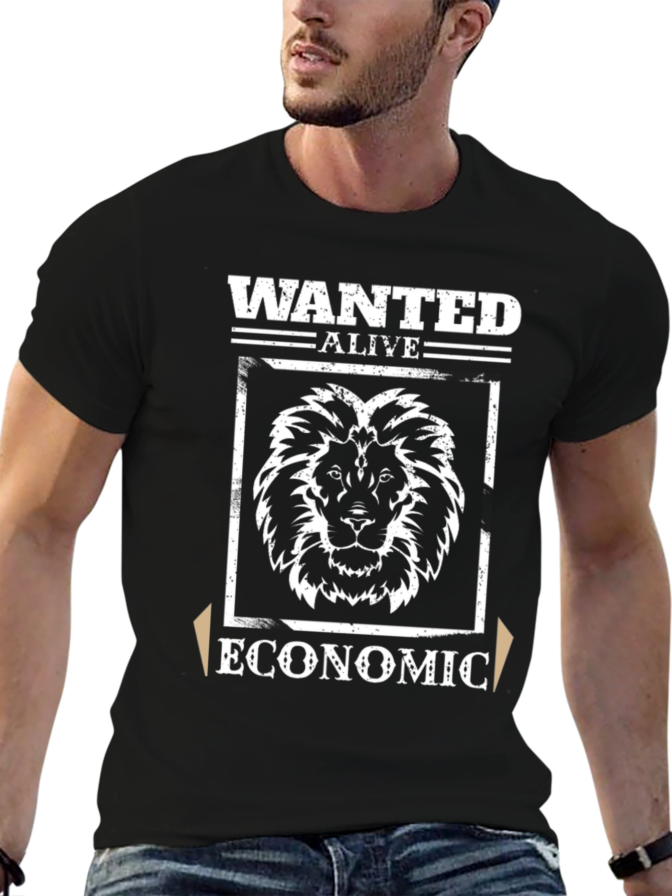 Wanted Alive Economic Lion Graphic T-Shirt