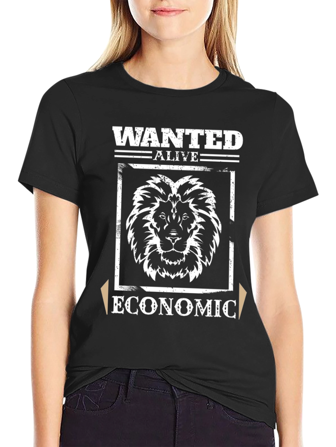 Wanted Alive Economic Lion Graphic T-Shirt