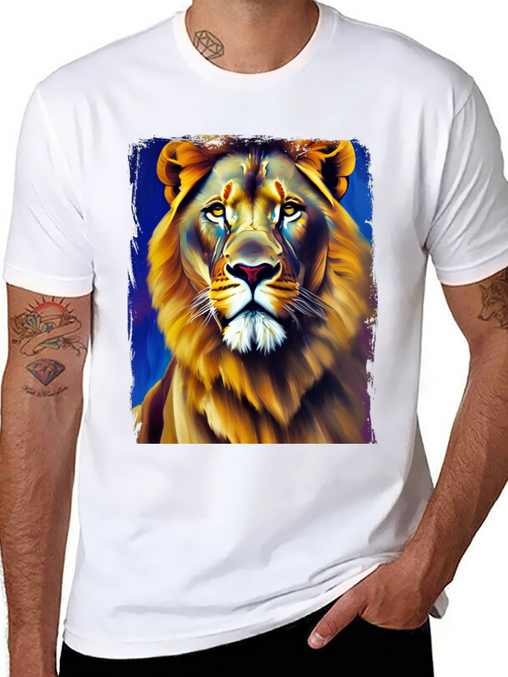 Lion Graphic Print Crew Neck T-Shirt