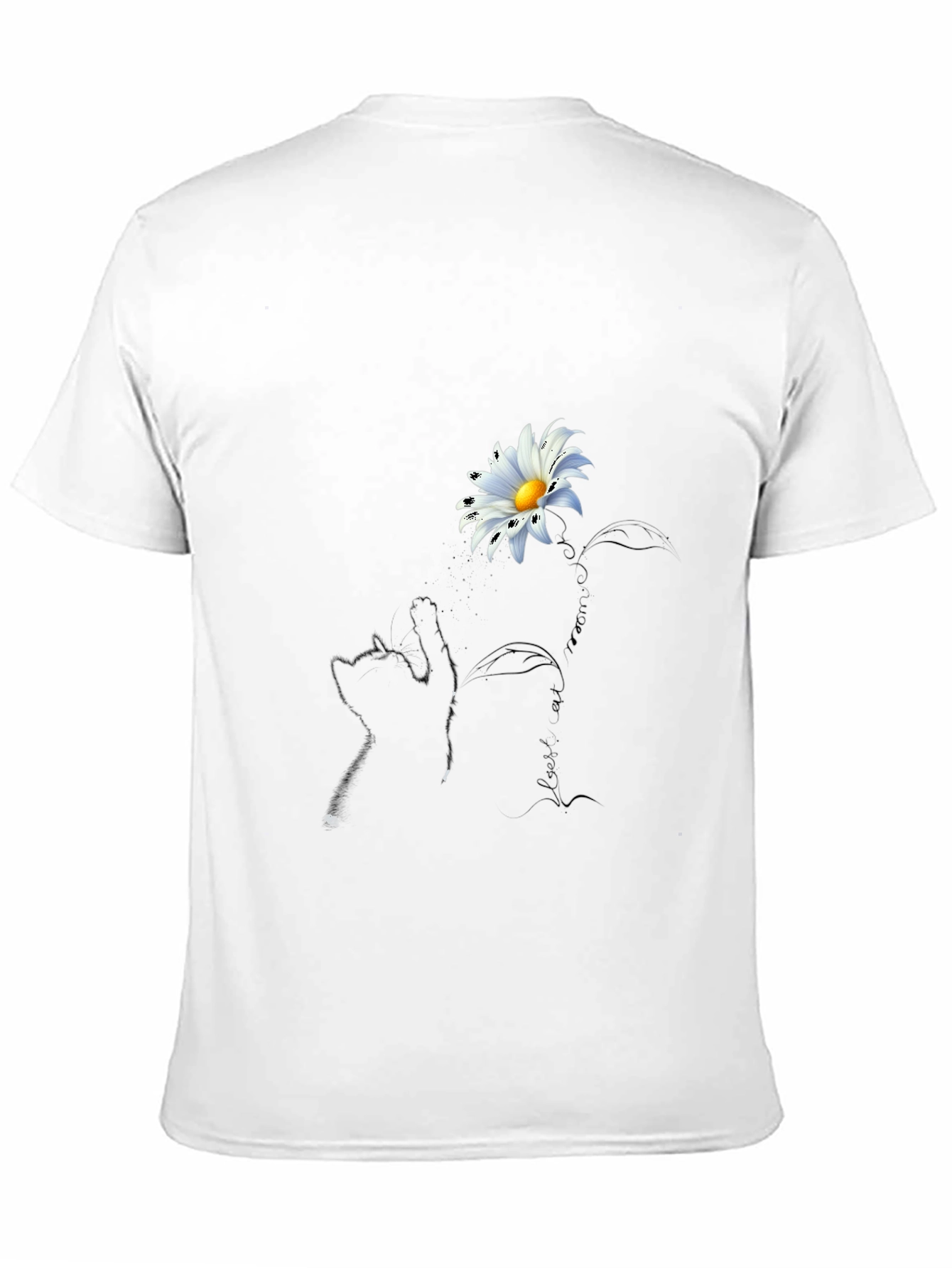 Daisy Cat T-Shirt - Black Crew Neck Tee