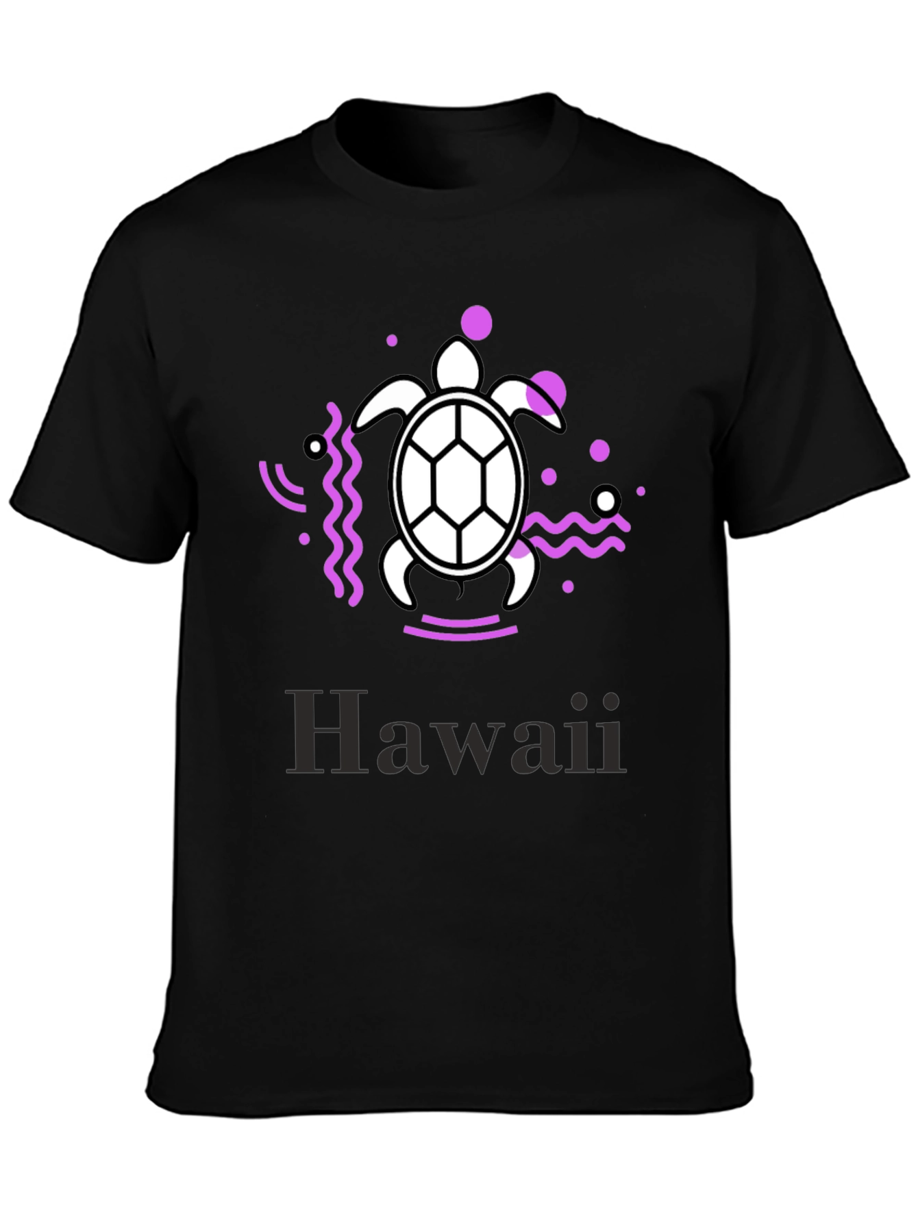 Hawaii Turtle Graphic Tee - Black Casual T-Shirt