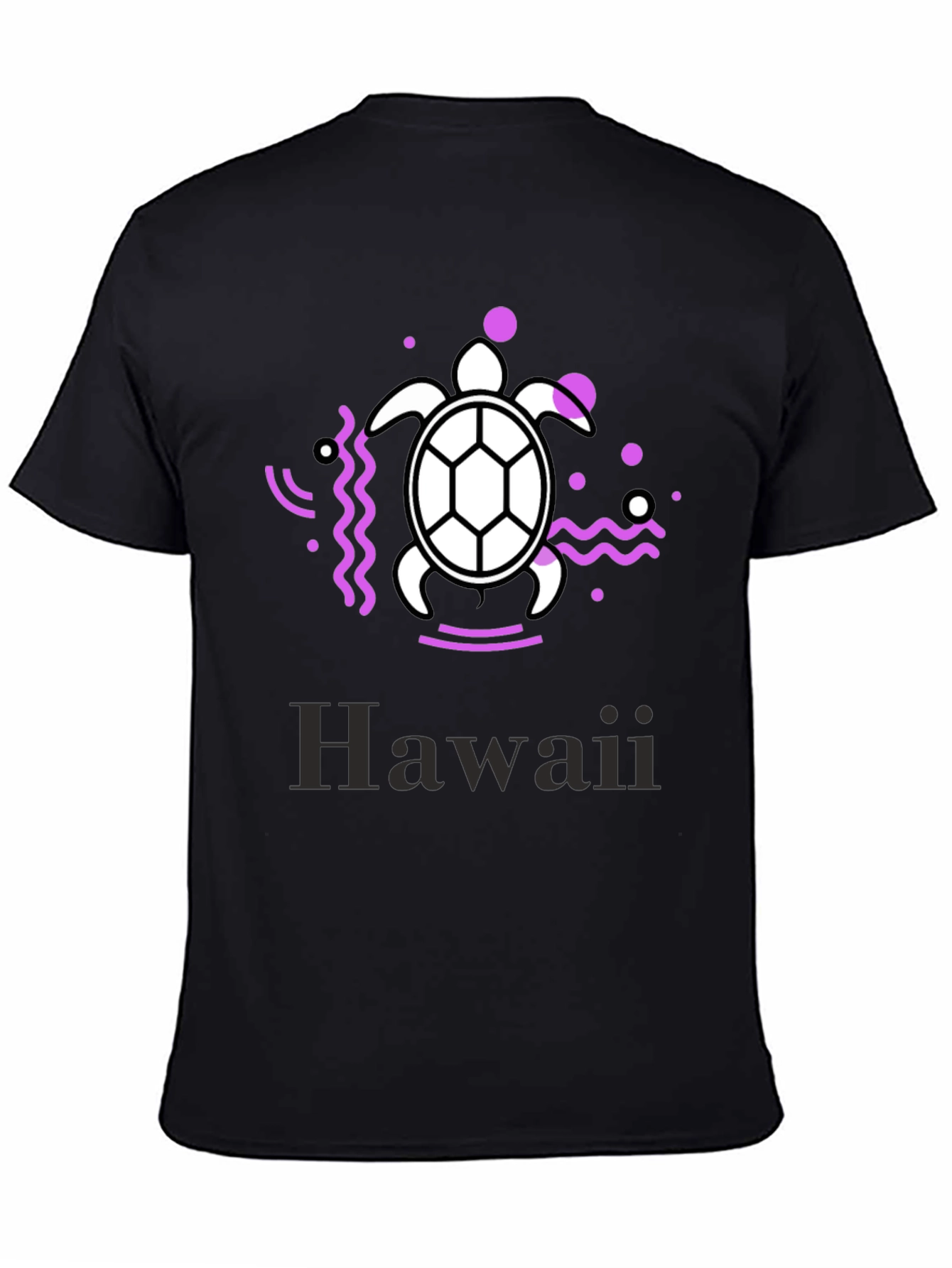 Hawaii Turtle Graphic Tee - Black Casual T-Shirt