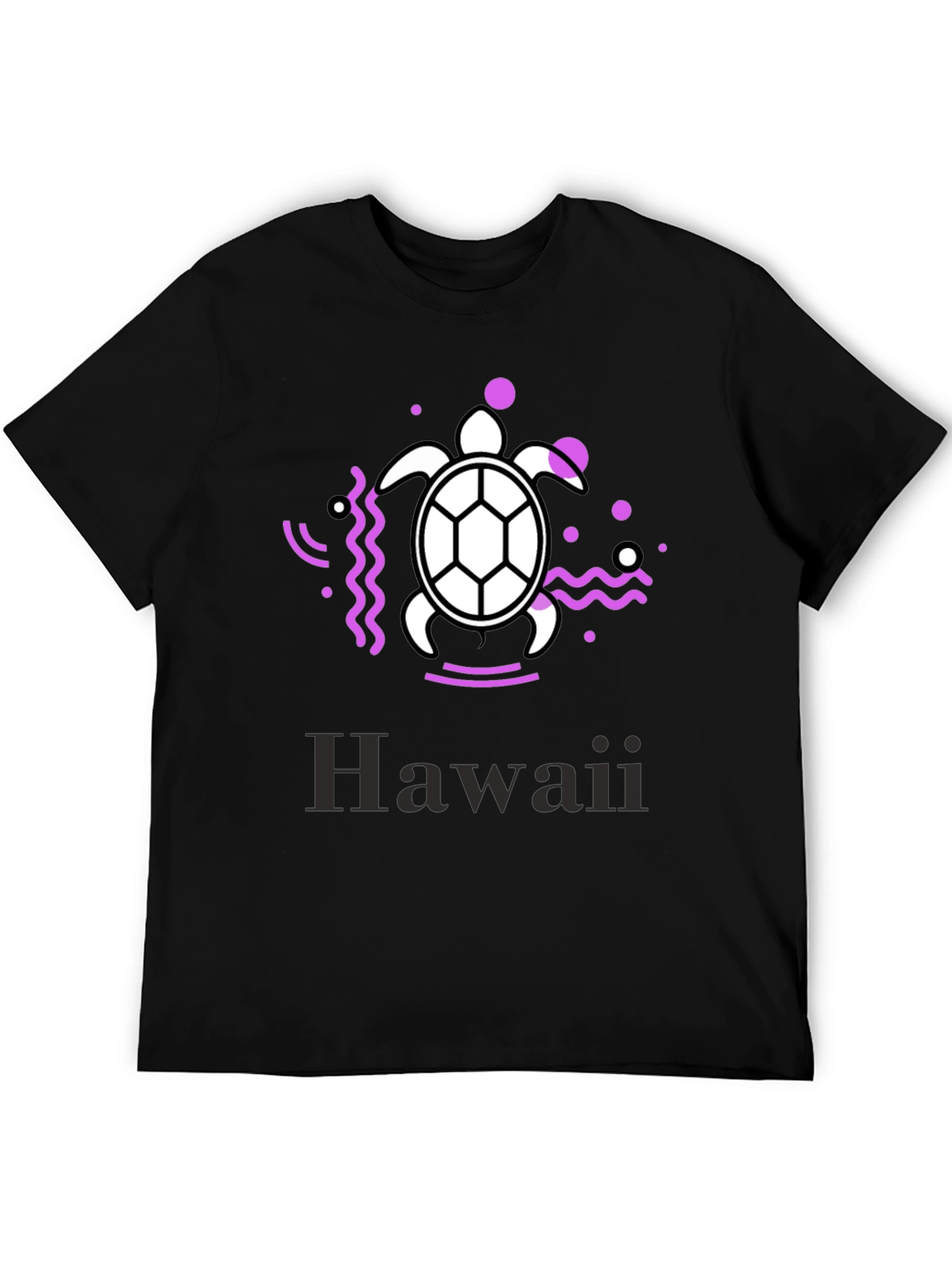 Hawaii Turtle Graphic Tee - Black Casual T-Shirt