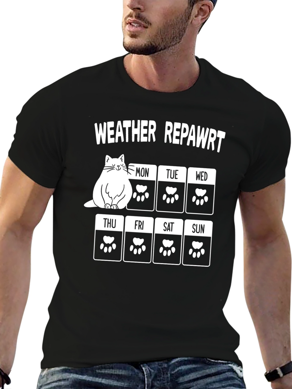 Funny Cat Weather Report Graphic T-Shirt