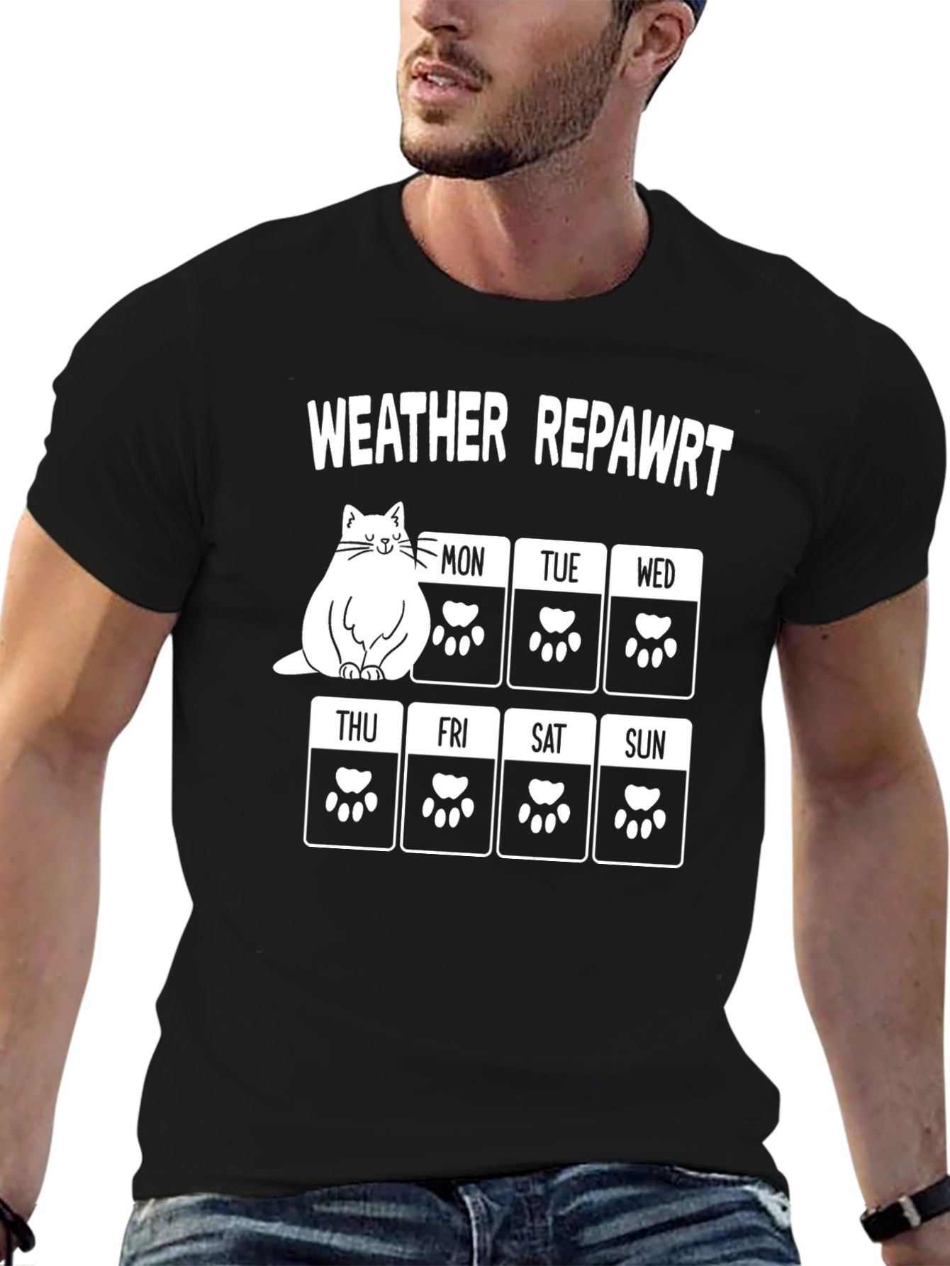 Funny Cat Weather Report Graphic T-Shirt