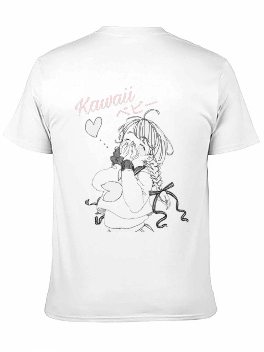 Kawaii Anime Girl Graphic Tee - Black