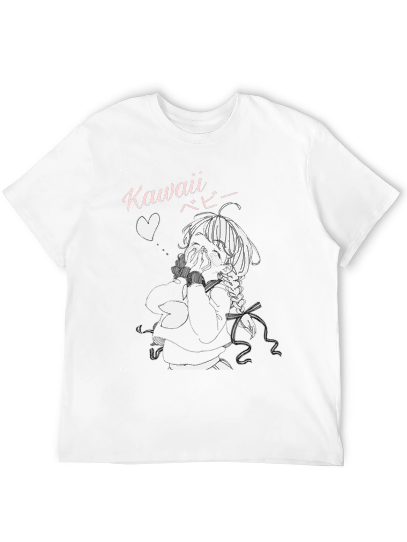 Kawaii Anime Girl Graphic Tee - Black