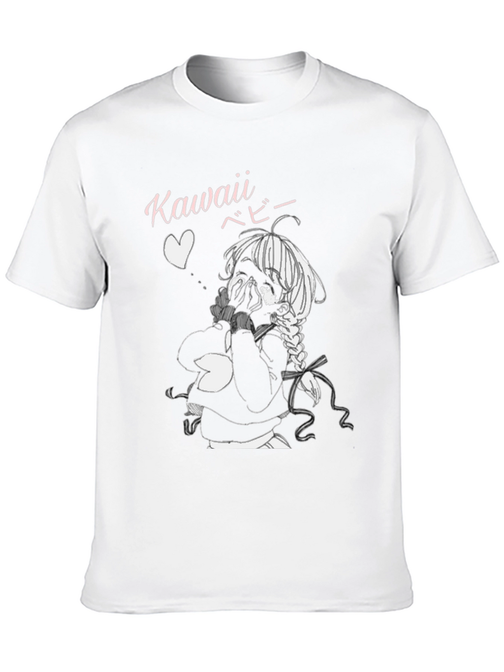 Kawaii Anime Girl Graphic Tee - Black