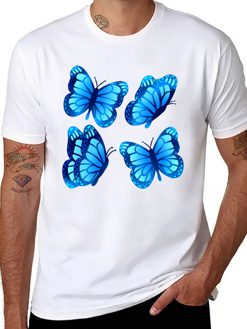Butterfly Graphic Tee - Stylish Mens Black T-Shirt