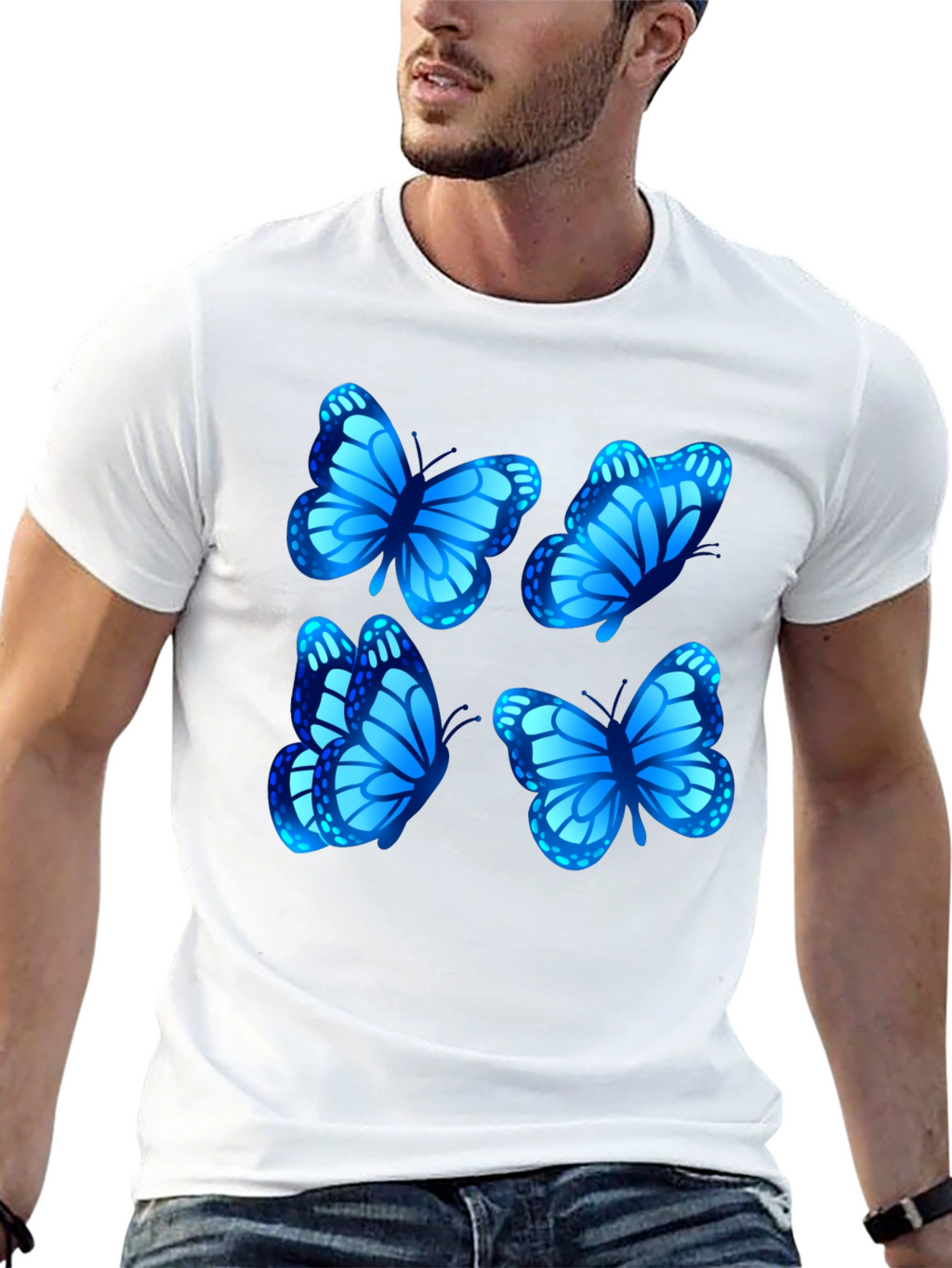 Butterfly Graphic Tee - Stylish Mens Black T-Shirt