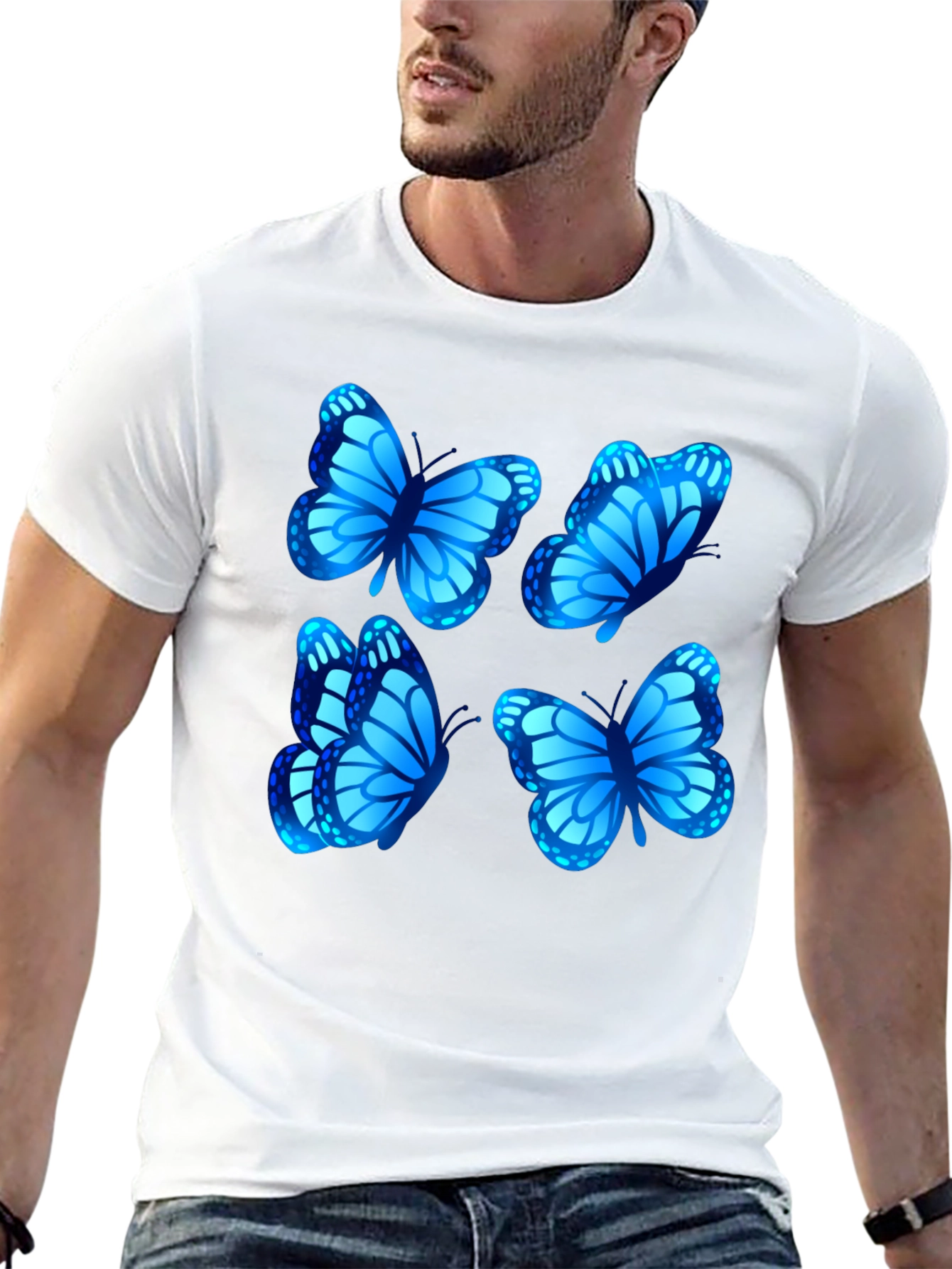 Butterfly Graphic Tee - Stylish Mens Black T-Shirt