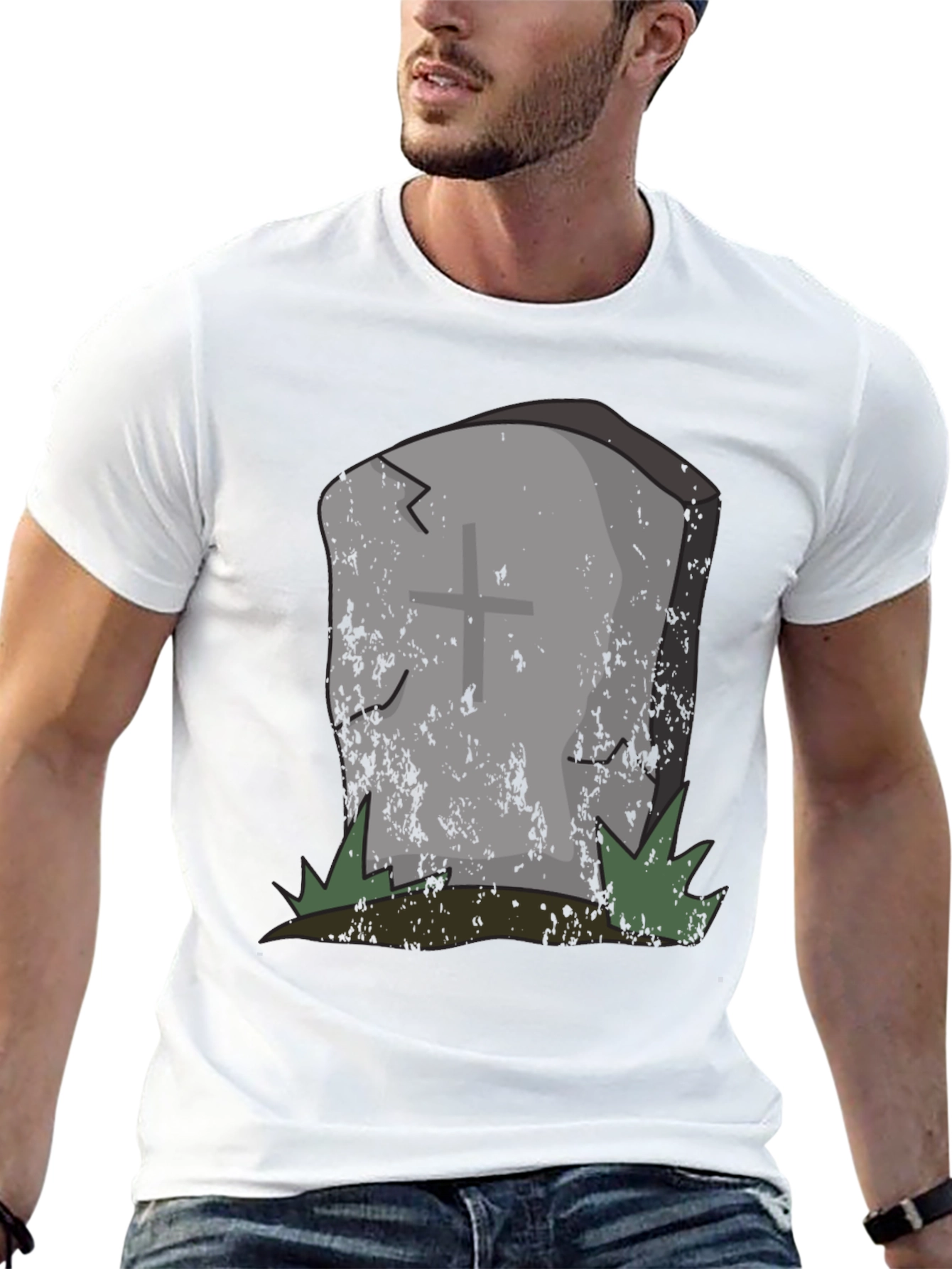 Grave Humor Tee - Spooky Tombstone Graphic T-Shirt