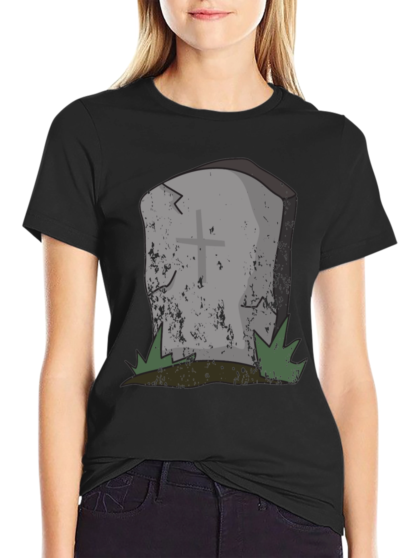 Grave Humor Tee - Spooky Tombstone Graphic T-Shirt