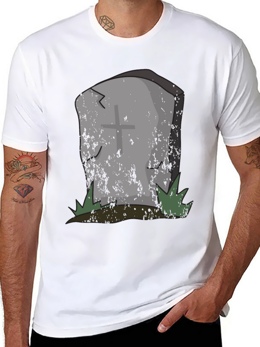 Grave Humor Tee - Spooky Tombstone Graphic T-Shirt