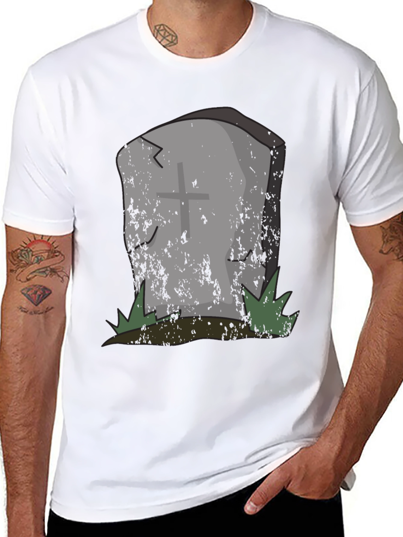 Grave Humor Tee - Spooky Tombstone Graphic T-Shirt