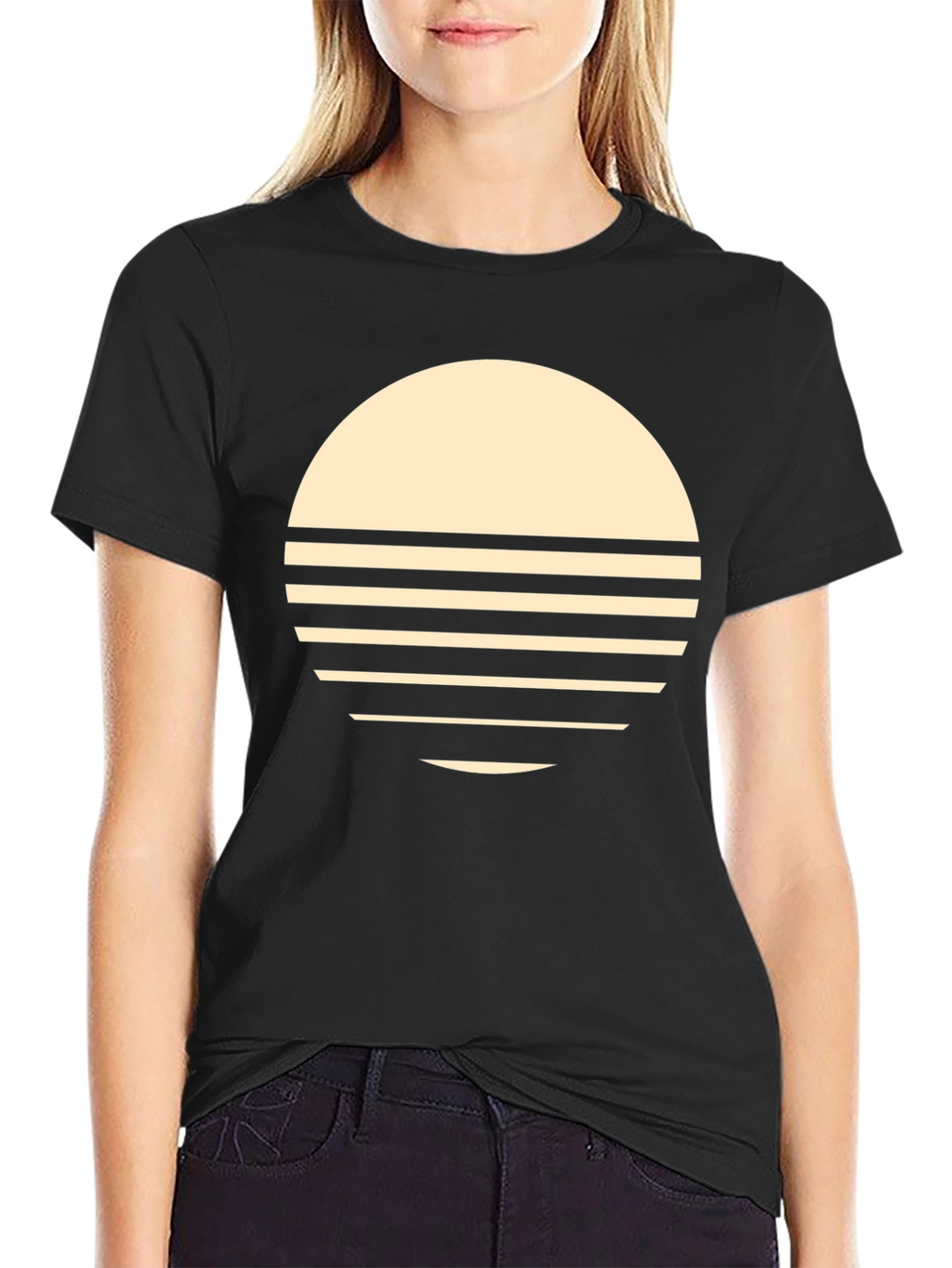 Retro Sunset Graphic Tee - Stylish Black T-Shirt