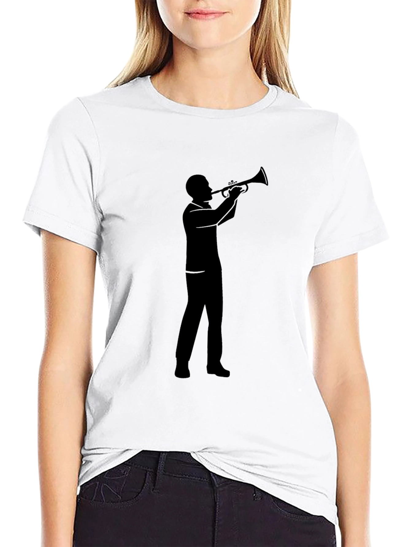Black Trumpet Player Graphic Tee - Music Lover