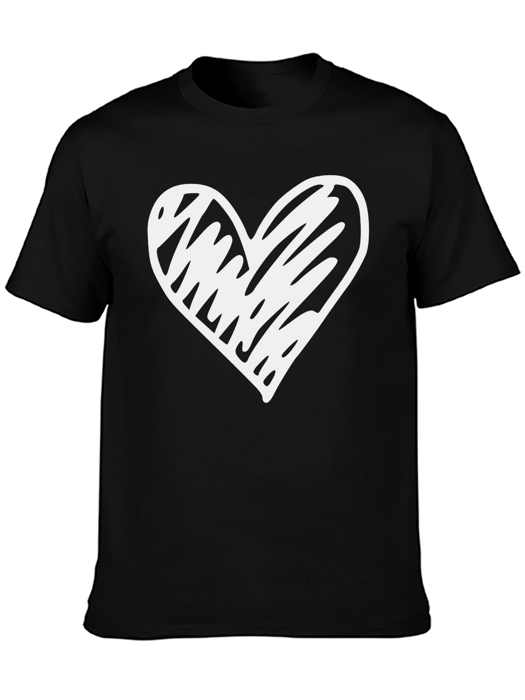 Heart Scribble Graphic Black T-Shirt