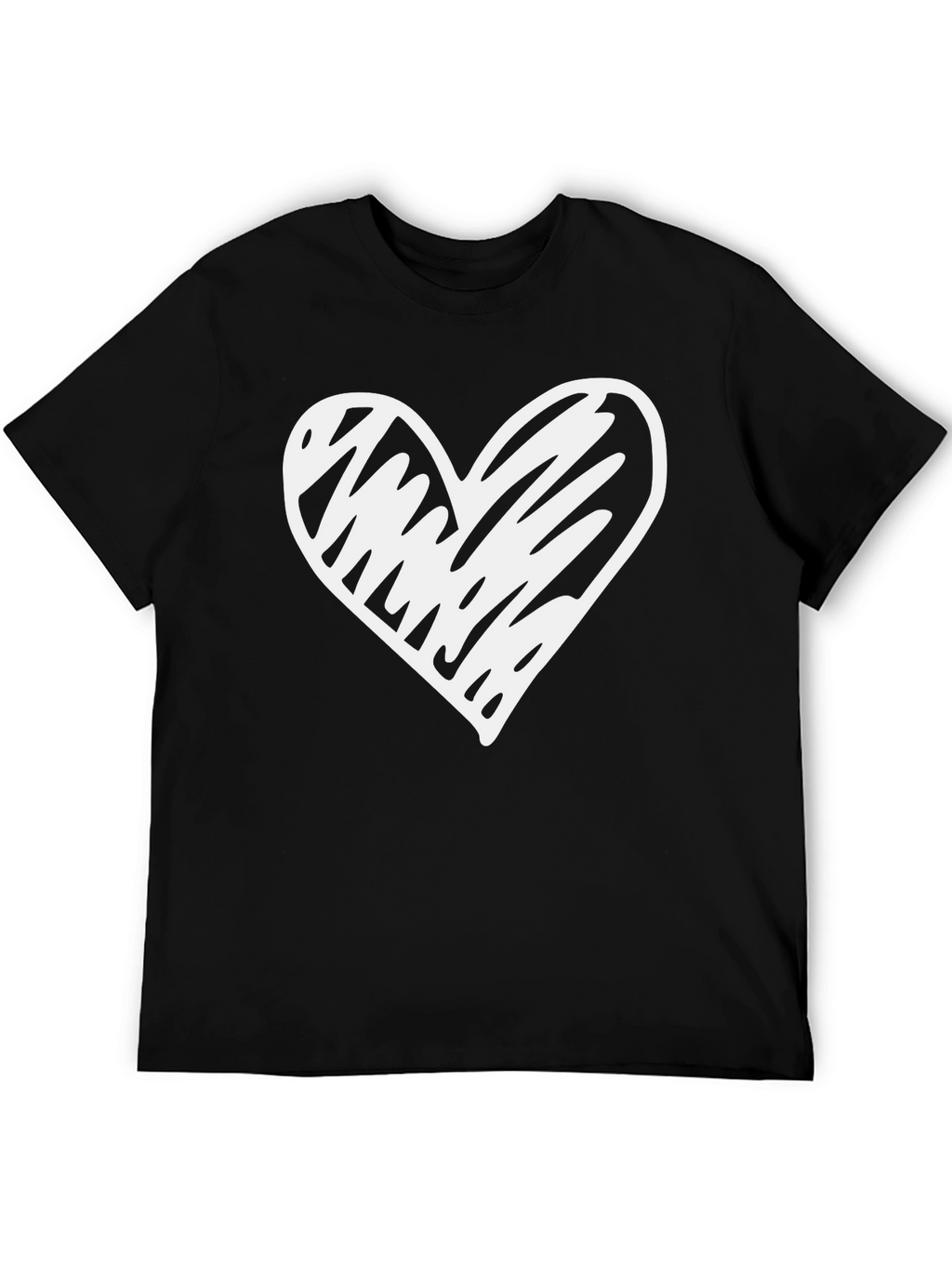 Heart Scribble Graphic Black T-Shirt