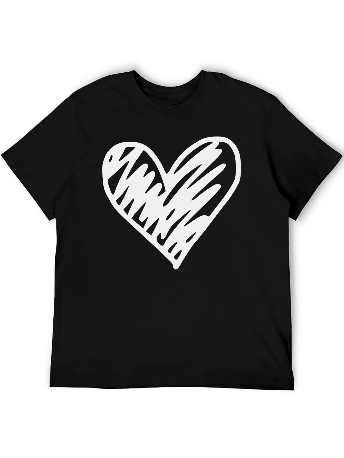 Heart Scribble Graphic Black T-Shirt