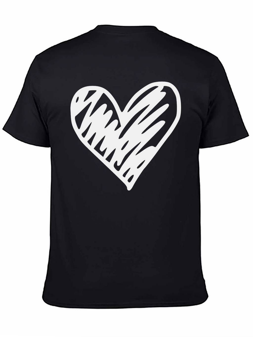 Heart Scribble Graphic Black T-Shirt