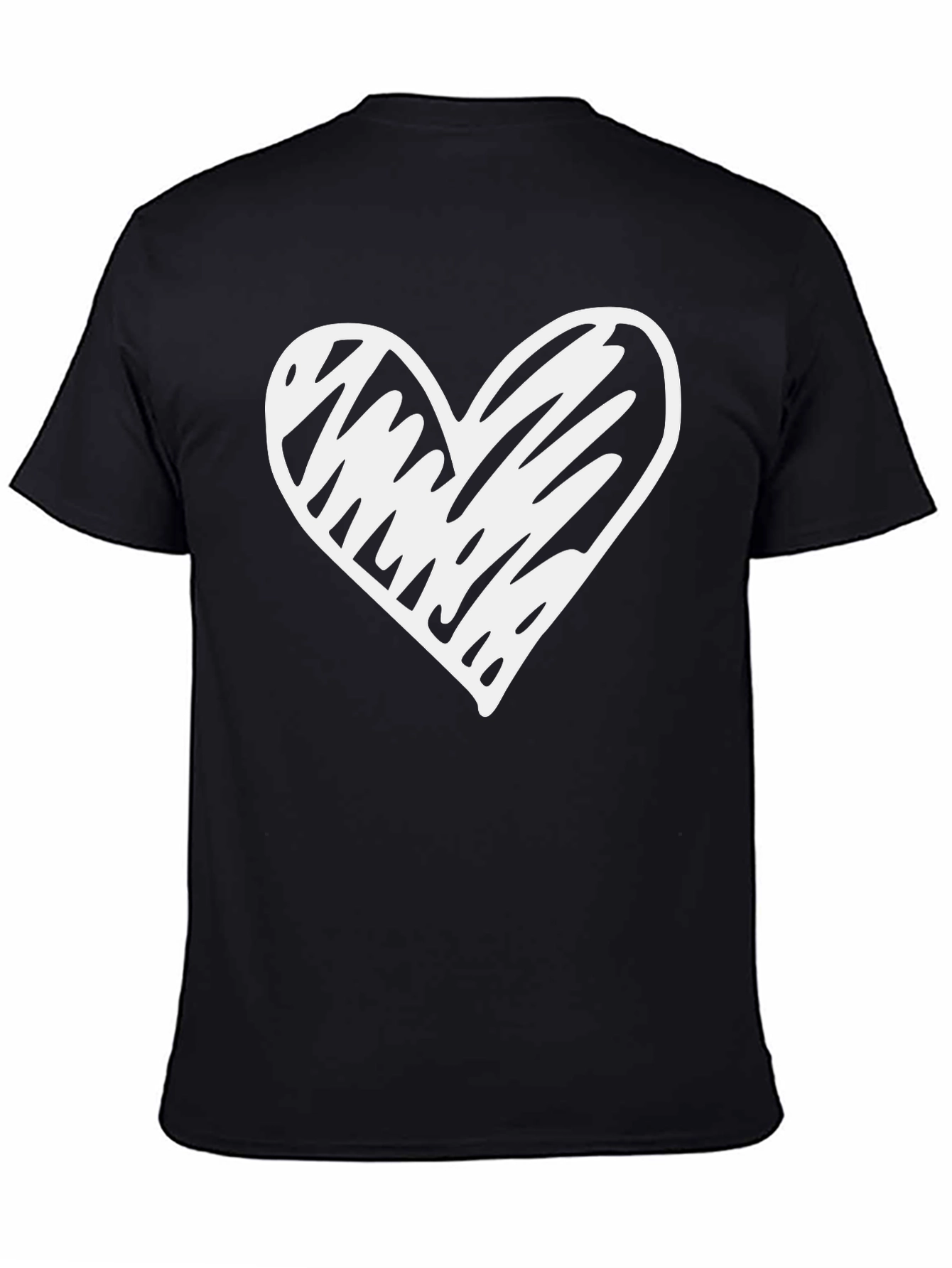 Heart Scribble Graphic Black T-Shirt